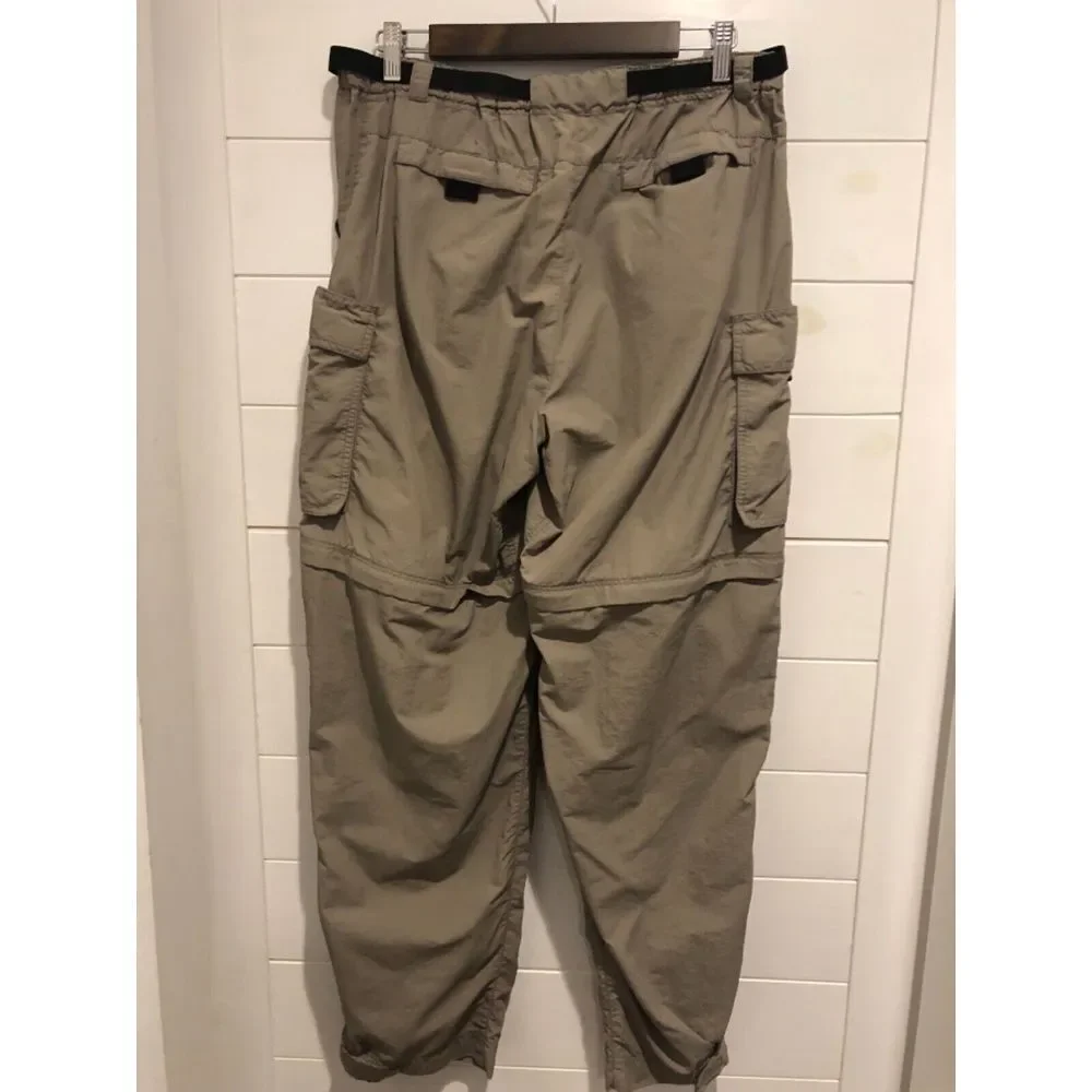 WOMENS REI TAN KHAKI CONVERTIBLE ZIP OFF‎ NYLON HIKING PANTS SHORTS UPF 50 SZ 14